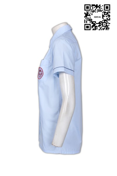 SU166 度身訂做校服恤衫 翻領恤衫設計選擇 胸袋繡花Logo恤衫 校服恤衫專門店  側面照